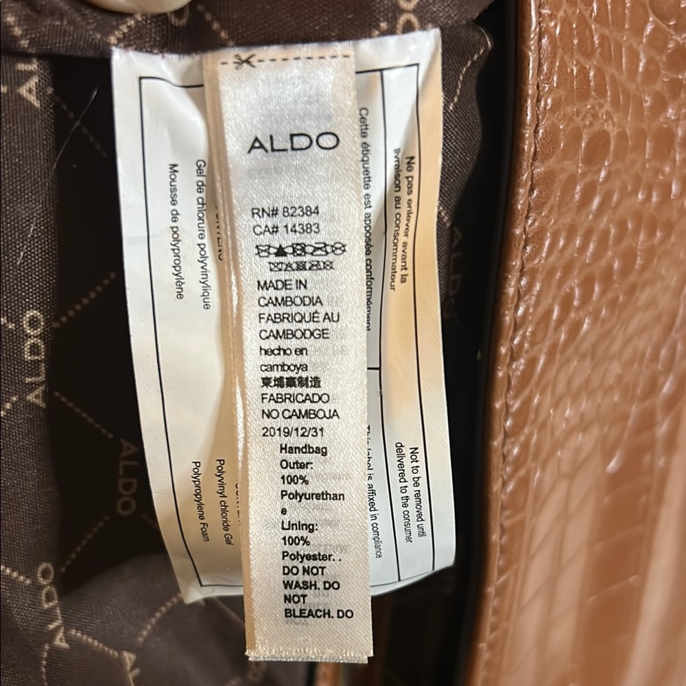 Aldo Brown and Gold Croc Embossed Shoulder Bag - Picture 10 of 11